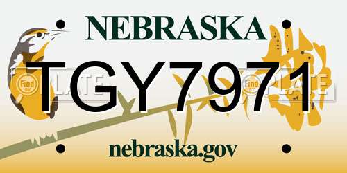TGY7971 Nebraska License Plate