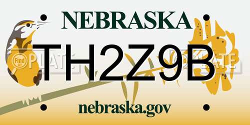 TH2Z9B Nebraska License Plate