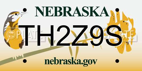 TH2Z9S Nebraska License Plate