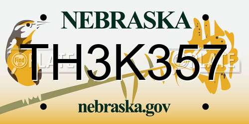 TH3K357 Nebraska License Plate