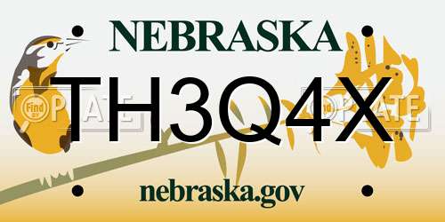 TH3Q4X Nebraska License Plate