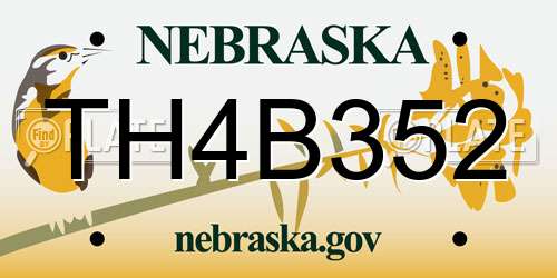 TH4B352 Nebraska License Plate