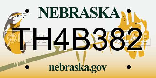 TH4B382 Nebraska License Plate