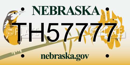 TH57777 Nebraska License Plate