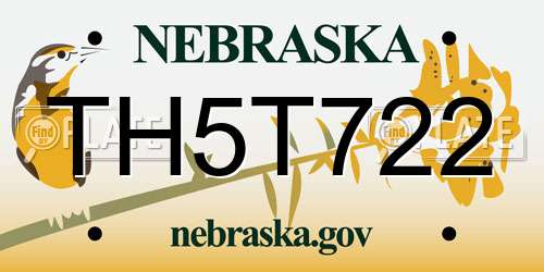 TH5T722 Nebraska License Plate