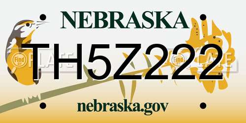 TH5Z222 Nebraska License Plate