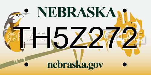TH5Z272 Nebraska License Plate