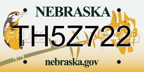 TH5Z722 Nebraska License Plate