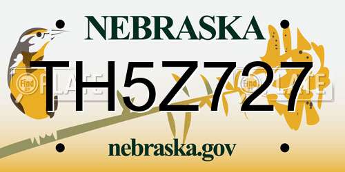 TH5Z727 Nebraska License Plate
