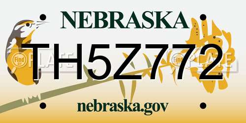 TH5Z772 Nebraska License Plate