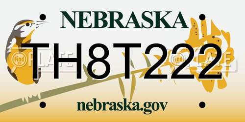 TH8T222 Nebraska License Plate