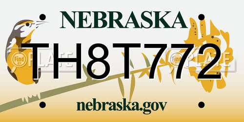 TH8T772 Nebraska License Plate