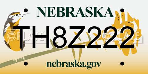 TH8Z222 Nebraska License Plate