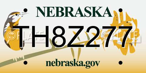 TH8Z277 Nebraska License Plate
