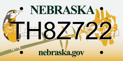 TH8Z722 Nebraska License Plate