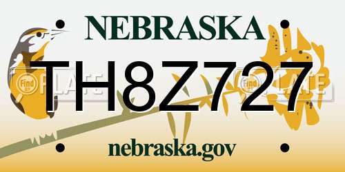 TH8Z727 Nebraska License Plate