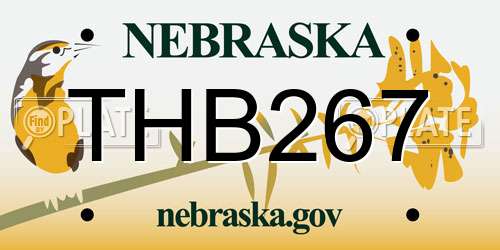 THB267 Nebraska License Plate