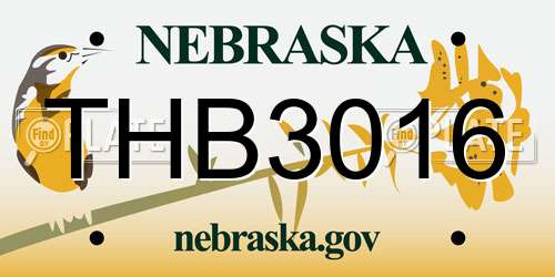 THB3016 Nebraska License Plate