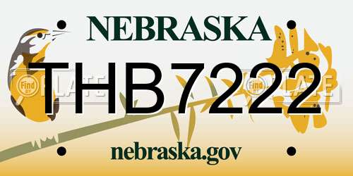 THB7222 Nebraska License Plate