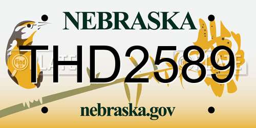 THD2589 Nebraska License Plate