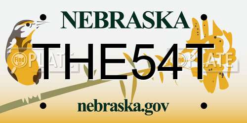 THE54T Nebraska License Plate