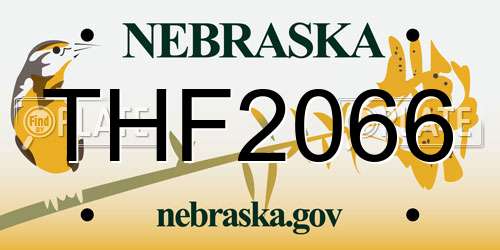 THF2066 Nebraska License Plate