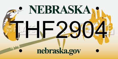 THF2904 Nebraska License Plate
