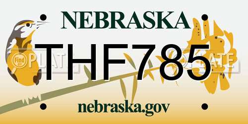 THF785 Nebraska License Plate