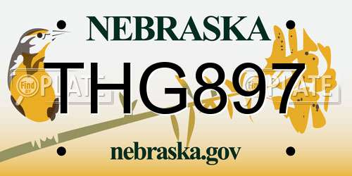 THG897 Nebraska License Plate