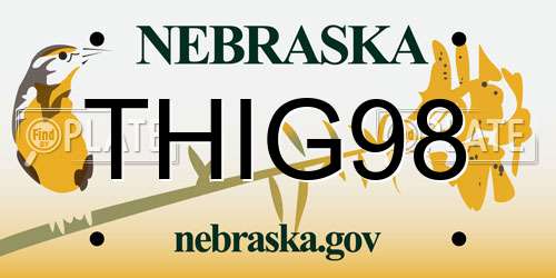 THIG98 Nebraska License Plate