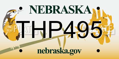 THP495 Nebraska License Plate