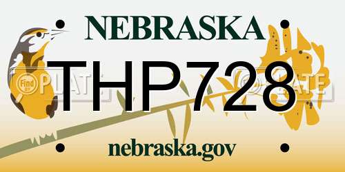 THP728 Nebraska License Plate