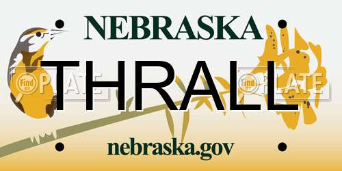 THRALL Nebraska License Plate