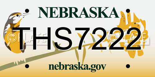 THS7222 Nebraska License Plate