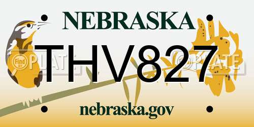 THV827 Nebraska License Plate