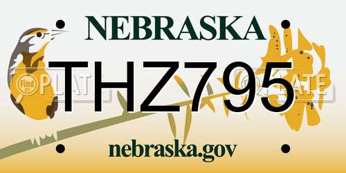 THZ795 Nebraska License Plate