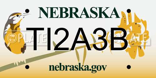 TI2A3B Nebraska License Plate