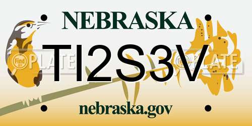 TI2S3V Nebraska License Plate