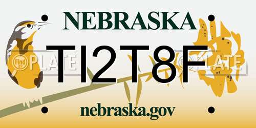 TI2T8F Nebraska License Plate