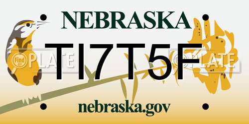 TI7T5F Nebraska License Plate