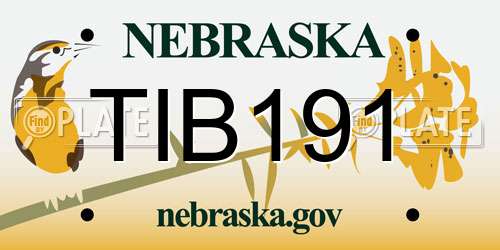 TIB191 Nebraska License Plate