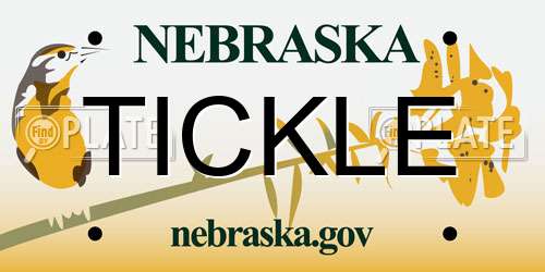 TICKLE Nebraska License Plate