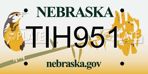 TIH951 Nebraska License Plate