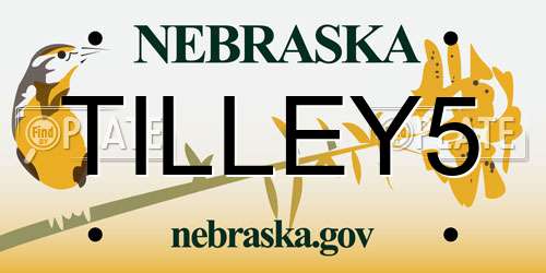 TILLEY5 Nebraska License Plate