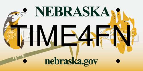 TIME4FN Nebraska License Plate