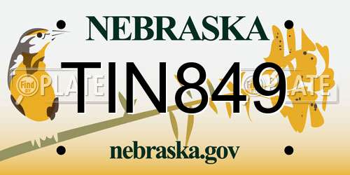 TIN849 Nebraska License Plate