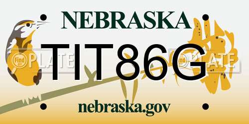 TIT86G Nebraska License Plate