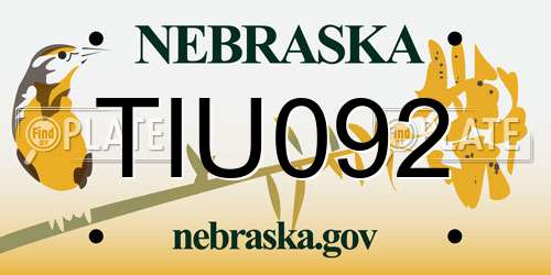 TIU092 Nebraska License Plate