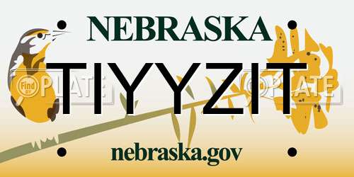 TIYYZIT Nebraska License Plate