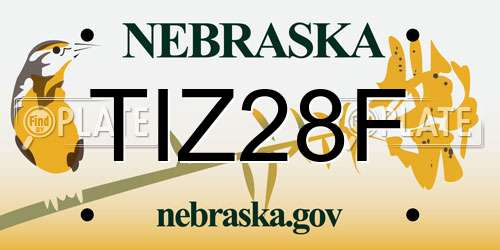 TIZ28F Nebraska License Plate